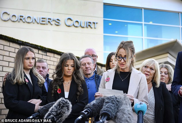 Kelly Ormerod reads a statement outside Preston Coroner's Court after the ruling that her parents died due to exposure to dichloromethane